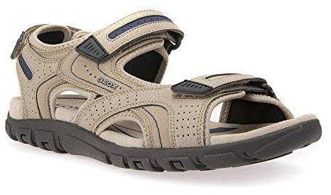 Geox Uomo Sandal Strada D, Sandali Uomo, Beige Blu Sand Navy, 42 EU