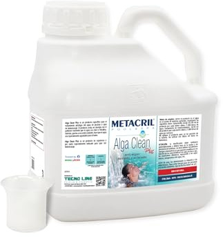 Metacril Alga Clean Plus + Bicchierino Dosatore Graduato, Elimina le Alghe, Non Schiumogeno, Azzurrante e Schiarente, per Piscina e Spa Idromassaggio - 3 LT