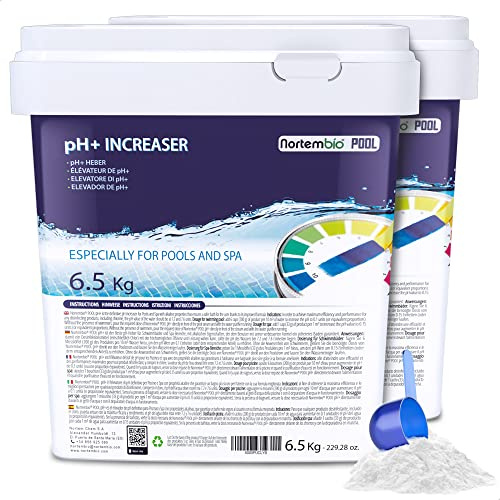 Nortembio Pool pH Plus Aumentatore di pH Plus 2 x 6,5 kg – Correttore Naturale del pH per Piscine e Spa – Migliora la Qualità dell’Acqua – Ideale per la Manutenzione Tutto l’Anno