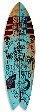 DECLINA Tavola da Surf Decorativa, Decorazione da Parete Stampata, Alu-Dibond, Deco Mare, 100 x 30 cm