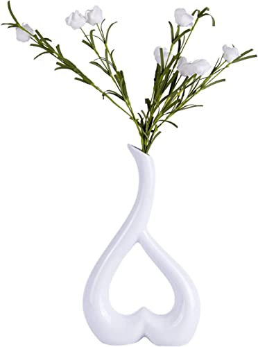 Arawat Jarrón De Cerámica Blanco Corazón Jarrones Decoración Sala De Estar Moderno Florero Tulipán Florero De Mesa Decoración Jarrón para Pampas Flores De Hierba Decoración Estética Jarrón Decorativo