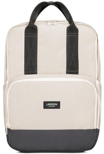 LARKSON Rucksack Damen & Herren Beige Grau - No 6 - Daypack mit 16 Zoll Laptopfach - Rucksäcke für City Schule Business - Schulrucksack Mädchen Teenager - Wasserabweisend