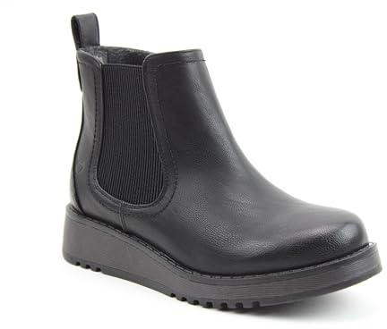 Heavenly Feet Rolo 2 Black Ankle Wedge Boots for Women UK – Lightweight Vegan Friendly Chelsea Boots with Memory Foam Footbed, Elastic Panel, Side Zip & Pull Tab, Fall Shoes Black Size 4