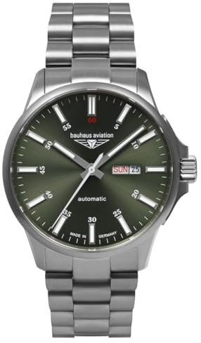 Bauhaus Aviation Herren-Fliegeruhr Automatik DayDate Titan 2866M-4