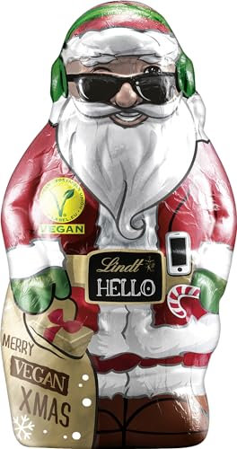 Lindt Schokolade HELLO Santa Vegan | 80 g | Vegane Hafer-Drink-Schokolade in weihnachtlicher Form | Vegane Schokolade | Weihnachtsschokolade | Schokoladengeschenk | Weihnachtsmann |Santa