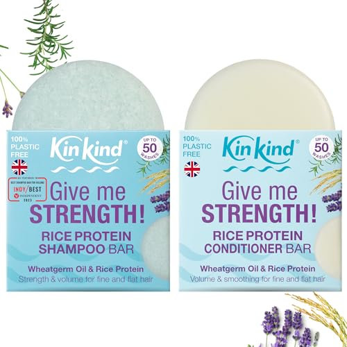 KinKind Reiswasser-Shampoo und Conditioner-Riegel-Set | Gib mir KRAFT! mit Reiswasserprotein für Haarwachstum