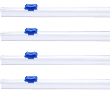 PATIKIL 4pcs Plastic Wrap Cutter, 13in Plastic Wrap Slide Cutter Snap Card Slot Installation Replacement for Aluminum Foil Wax Paper Parchment Paper Wrap Dispenser, Blue