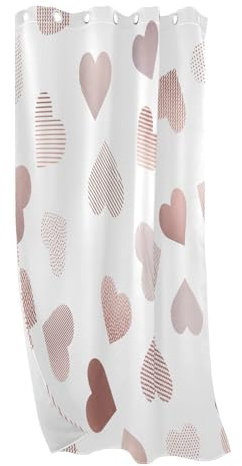 RPLIFE Hearts Rose Gold White Door Window Curtain, Heat Blocking Small Window Blackout Curtains, 84 Inches Long