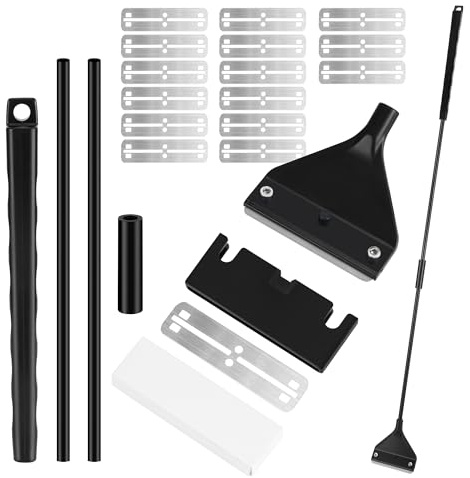 JSMTKJ Kit de Nettoyage pour Aquarium - Grattoir à Algues pour Aquarium avec Tige Amovible de 62 cm, 15 Lames de Rechange en Acier Inoxydable pour Nettoyer l'aquarium