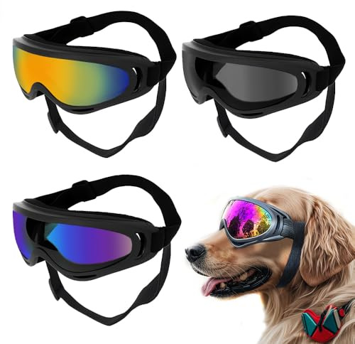 XFSRG Gafas de Sol para Perros Ajustables Gafas Perro Protección UV Estilo Moderno Duraderas y Cómodas Actividades al Aire Libre 2 Pack