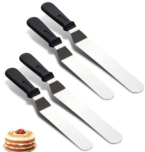 4 Pcs Palette Knife, Stainless Steel Icing Spatula, Cake Palette Knife Icing Spatulas for Cakes, Small Pallet Knife Cake Spatula Tool,Pallet Knife Set of for Baking and Cake Decorating