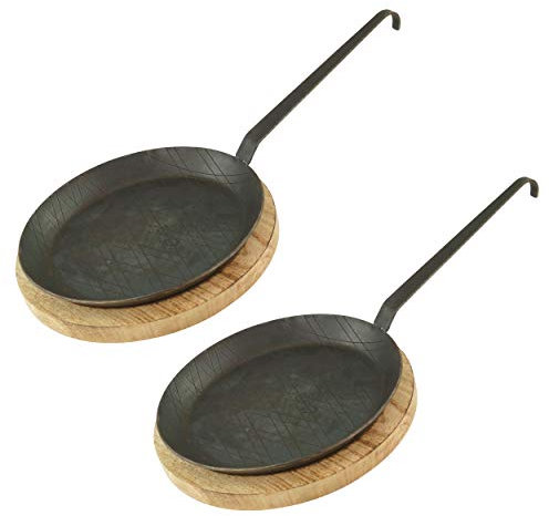 Set di padelle in ferro battuto con gancio manico in tenendo. Misure e set, Acciaio INOX, Typ3+B-2er