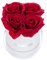 Relaxdays Rosenbox rund, 4 Rosen, stabile Flowerbox weiß, 10 Jahre haltbar, Geschenkidee, dekorative Blumenbox, rot