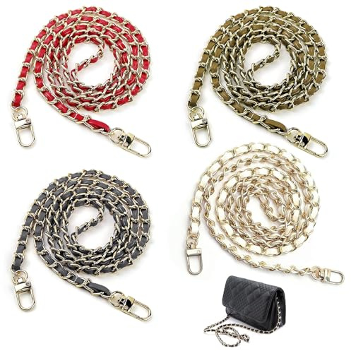 GZLCEU 4 collane tascabili, 120 cm, con bottone automatico, per borse fai da te, borsa a tracolla, frizioni, portafogli (4 colori)
