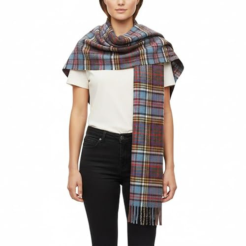 BRAW CLANS TARTANS Lambswool Stole Extra Long Scarf for women - 100% pure wool - Oversized Wrap shawl - Scottish Tartan - Wedding, Mothers day gifts