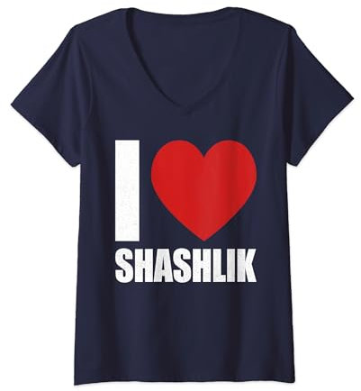 I love shashlik, pork skewers, meat lover, barbecue dish V-Neck T-Shirt