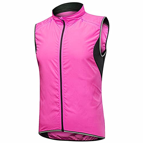 SMTSEC Fahrradweste Herren Damen Reflektierend Winddicht Windstopper Laufweste Wasserdicht Atmungsaktiv MTB Warnweste Fahrrad Ärmellose Weste Jacke Radweste Leicht Softshellweste Sportweste,Pink-L