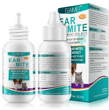 JSBNQRMZ Soins des Oreilles pour Chiens,Traitement des Acariens pour Chiens,Soulage Les Infections à Levures,AttéNue Les Souffrances Dues Aux Acariens,Au CéRumen Et à La Saleté pour Les Chiots(22ml)