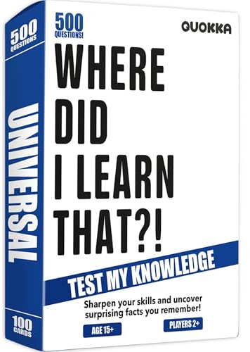 QUOKKA Trivia Card Games for Adults with 500 Questions - Party Board Games For Family Night – Trivia Questions with Answers – General Knowledge Quiz Cards For Teens and Families