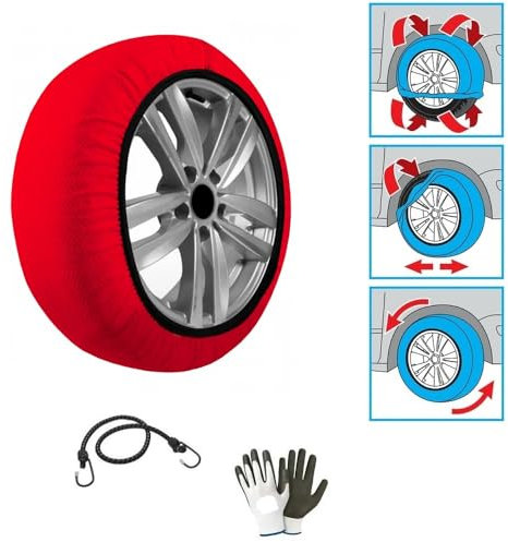 CALZE DA NEVE GHIACCIO PER PNEUMATICI 220/55R390 MISURA S CALZA DA NEVE OMOLOGATA PER AUTO,SUV,4X4,FURGONI, TESSUTO ANTI-SLITTAMENTO PER TRATTI DI STRADA MISTA 1 COPPIA=2 PEZZI