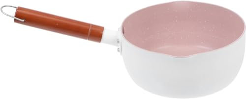 CHFYIJYHM Sartén plana para nieve, cacerola de cocina, utensilios de cocina, olla de cocina, olla de cocina, olla de sopa, olla con asa, olla de leche, sartén de aluminio, sartén de madera, blanco, 34
