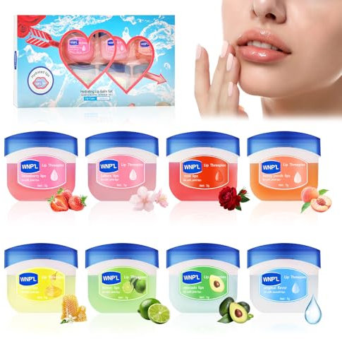 8 Stück Feuchtigkeitsspendend Lippenbalsam Set, Lip Treatment, Pflegender Lippenbalsam, Hydrating Lip Balm Set für optimale Feuchtigkeit, 8 verschiedene Düfte