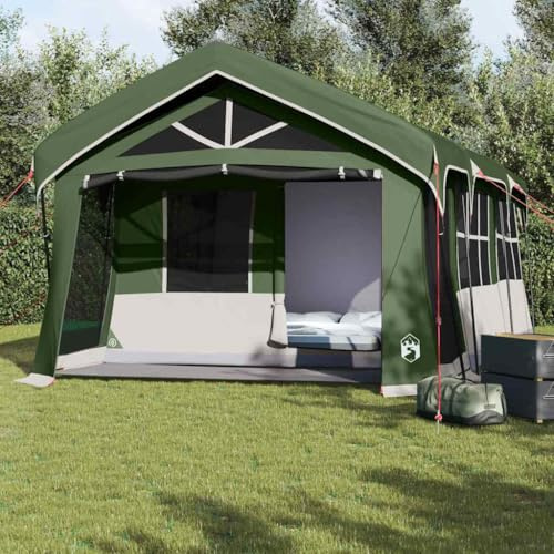 Tenda invernale da campeggio con tetto verde, 620 x 322 x 240 cm, in poliestere, per trekking, famiglie, viaggi zaino