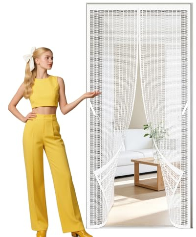 Zanzariera Magnetica Porta 162 x 244 cm Varie Taglie Zanzariera Porta Finestra Tenda Anti Zanzare Insetti Adatto per Balconi, Cantine, Camere da Letto e Porte Scorrevoli, Bianco