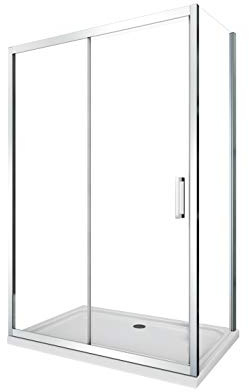 Box Doccia Angolare Parete Fissa Laterale e Porta Scorrevole Frontale Reversibile 6 mm Easy-Clean H.190 (65-67,5 fisso x 95-100 porta)