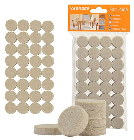 VABNEER 128 Stück Filzgleiter, 20 mm, beige, selbstklebend, Bodenschutz, Filzgleiter, 5 mm dick, Möbelgleiter für Möbelfüße (rund, 20 mm)