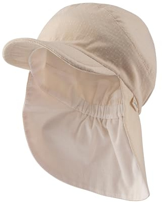 Sterntaler Schirmmütze Nacken Pünktchen - Mädchen Sommer Mütze aus Baumwoll Mischgewebe - UV-Schutz 30 Sonnenhut - Baby- und Kinder Kopfbedeckung mit Futter aus Batist (Bio) - beige, Größe 51