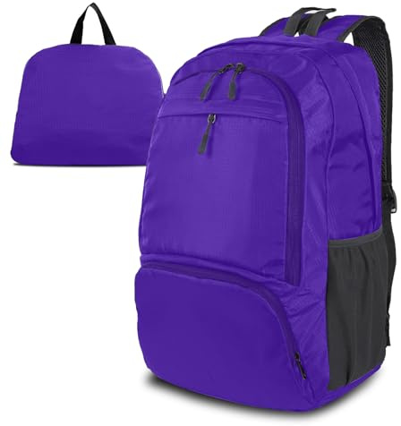 Dewellyoo Lightweight Foldable Packable Rucksack Waterproof Breathable Daypack For Outdoor Camping Hiking Travel School Backpack Women Men Kids (Light Purple)