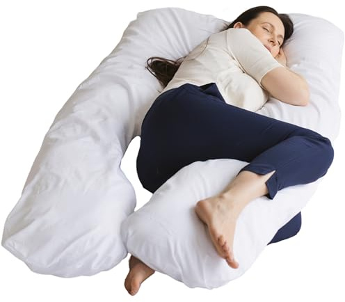 MINICAMP Cojín Embarazada en U | Relleno Natural de Kapok | Algodón Orgánico Certificado Gots | Almohada Embarazo para Dormir y Lactancia | Funda Extraíble Lavable