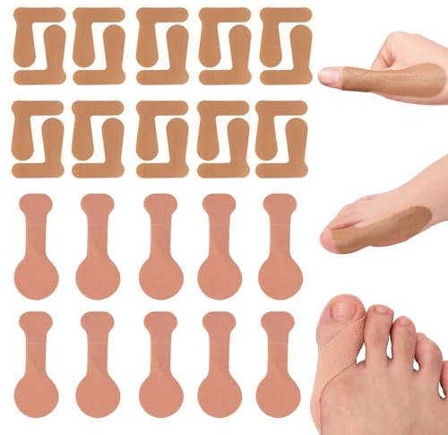 KASESSS 30Pcs Toe Separator, Toe Straighteners, Toe Separators, Self-Adhesive Hammer Toe Straightener Big Toe Straightener for Fingers and Toes Toe Bandage Pain Relief for Curled Toes Overlapping Toes