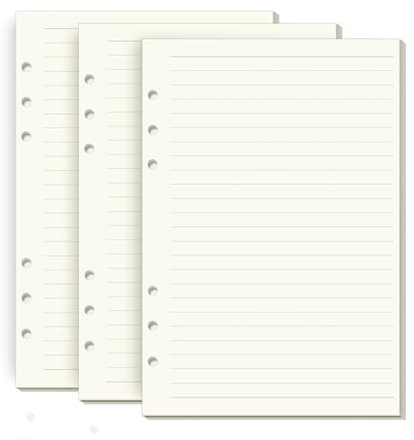 SKYDUE A5 Ringbuch Nachfüllbar, Papier Liniert 135 Blätter, Ringbucheinlagen Ringbuchblätter Für 6-Loch Ringbücher, 21x14.2cm