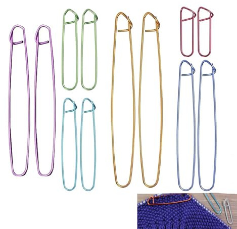 12 Stück Maschenhalter Strickzubehör Utensilien, 6 Größen Farbe Stricken Strick Zubehör, Maschenhalterseile Häkelzubehör Strick-Transferwerkzeug Häkelnadeln Set für DIY Decken Schals Nähwerkzeug