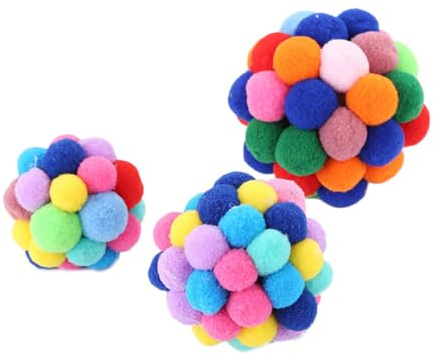 TOBBOMEY Balle à Grelots pour Chat Jouet Rebondissant Plastique Coloré Balles Amusantes avec Clochette pour Chats Couleur Aléatoire