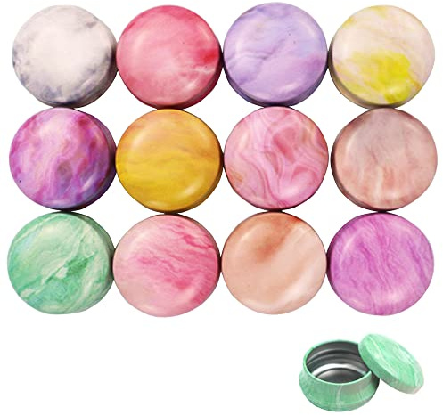 Csirnto Tarro de velas de metal vacío con tapa, 12 tarros de velas vacíos, mini candelabros de metal, mini velas, para hacer latas, velas, recipiente redondo de peltre
