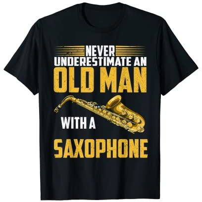 Mens Funny Retired Old Men Saxophonist Jazz Musician Saxophone T-Shirt