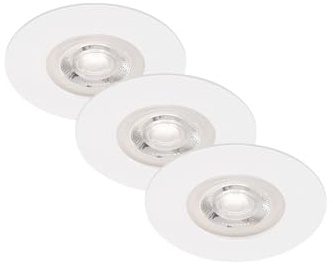 BRILONER Leuchten - 3er Set LED Einbauleuchten Decke, Dimmbare Einbaulampen, Ultraflache LED Einbaustrahler Bad, Badeinbaustrahler IP44, Weiß, 90x25 (DxH), 7036-036