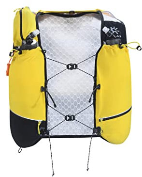 KAILAS AIR 13L Trail Running Weste Trinkrucksack Leicht mit 1L Wasserflaschen und 1,5L Wasserblase für Männer Frauen Radfahren Wandern, klein, Schwarz/Gelb