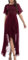 Gardenwed Robe de Mariage Bal Promo Cocktail Robe de Soirée Femme Longue Asymétrique pour Fête Demoiselle d'honneur en Mousseline avec Manches Fluides Burgundy M