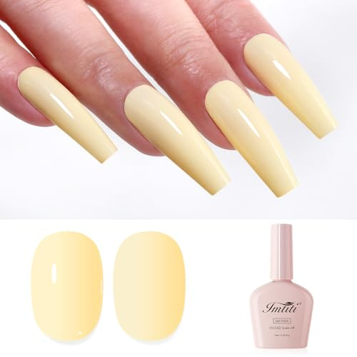 Imtiti Gel Polish, Butter Yellow Gel Nail Polish Spring Summer High Gloss Art Manicure Salon DIY Design Soak Off UV LED 10ml