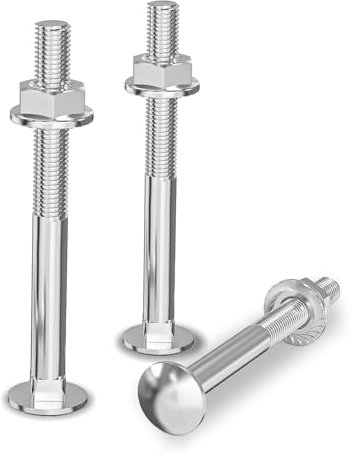 25 Piezas Tornillos de Bloqueo, Cabeza Redonda Plana con Ángulo Cuadrado M6 x 60, Tornillos de Cabeza Cilíndrica con Tuercas Hexagonales y Arandelas