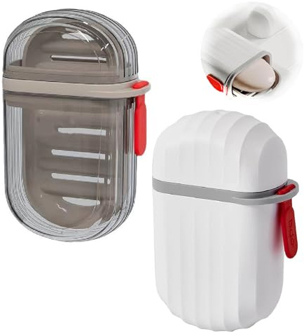 Jidyllic Jabonera de viaje con tapa, 2 fundas de jabón de viaje, portátil, impermeable, soporte de jabón a prueba de fugas con asa, funda de jabón blanca para viajes, baño, campamento al aire libre