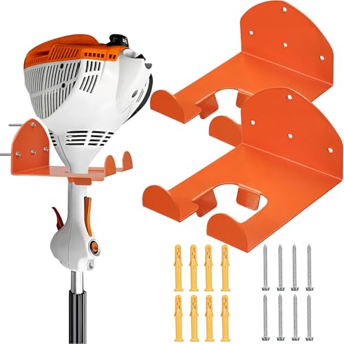 LYNITURE 【Upgraded】 Heavy Duty Weed Eater Hanger for Garage Wall Organizer Garden Power Tool Rack for Weed Wacker, Grass Trimmer, String Trimmer, Leaf Blower, Garden Tools Storage，Gift for Men-2 Pack