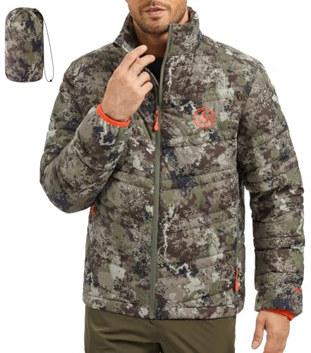 BASSDASH Men’s Puffy Down Jacket 700FP Packable Water Resistant Puffer Insulated Warm Coat for Hunting Fishing Hiking FS49M