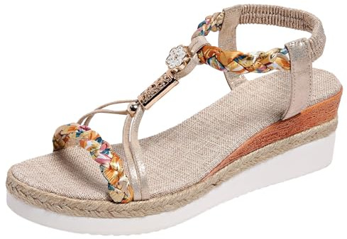Generiska damsandaler – sommar kilsandaler ortopediska boho-sandaletter, T-remmar, glitter, strandskor, mjuka sulor, remsandaler, semester, sommarskor, utomhus, strandskor, fritid, sandaler
