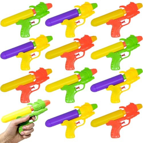 Set di 12 Pistole ad Acqua per Bambini 19cm, Set di Pistole ad acqua in plastica, bomboniere per feste di compleanno, sacchetti regalo, piscina, spiaggia