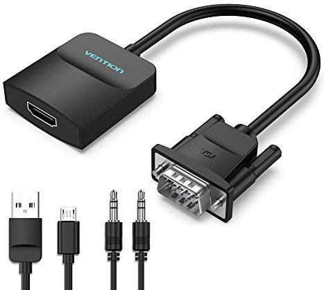 VENTION VGA to HDMI Adapter Converter with Audio 1080P 0.15m, dsub to hdmi Converter VGA to HDMI for monitor Adapter for Computer, Desktop, Laptop, PC, Monitor(ABS Shell)